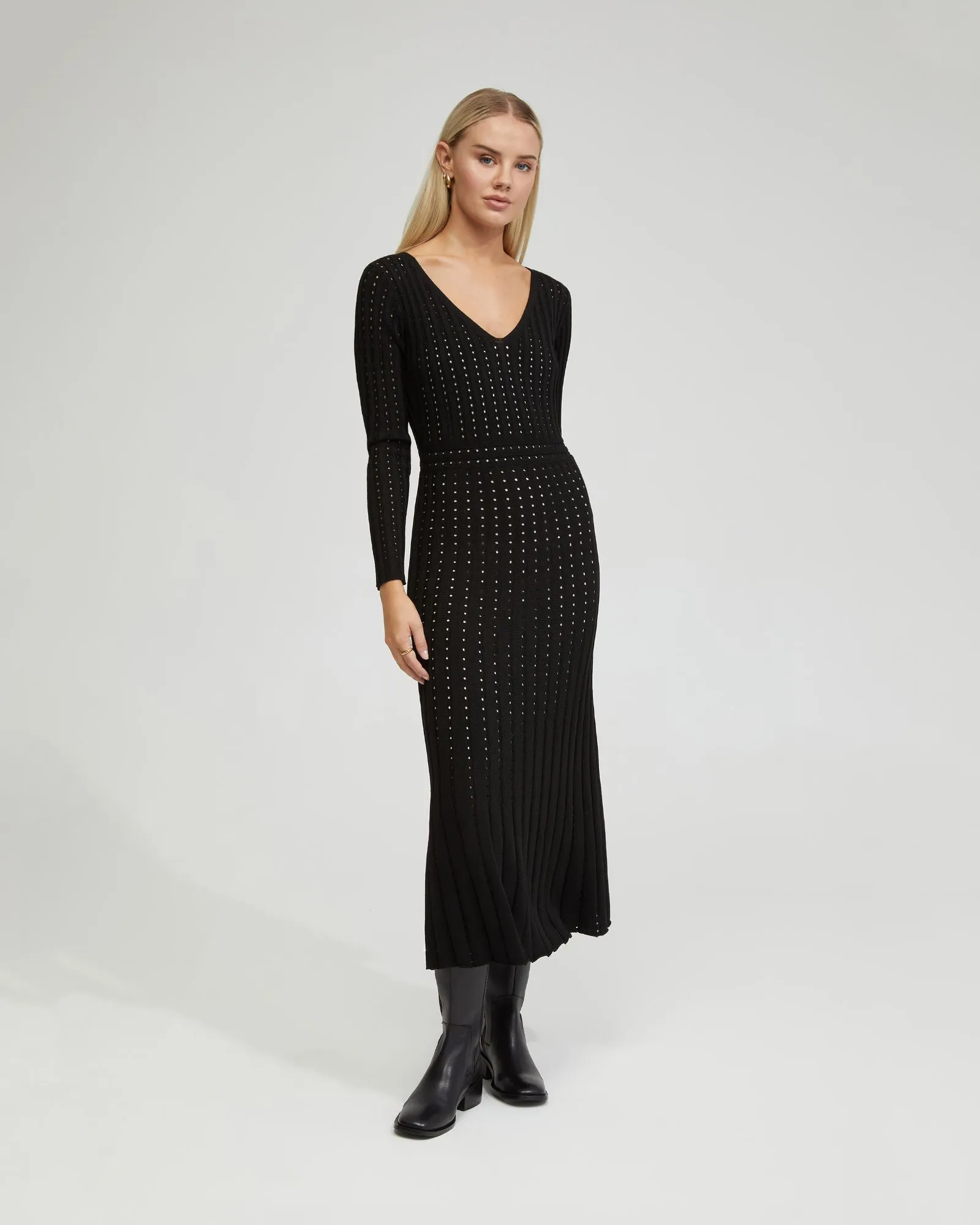 Keiko Kntted Dress With Slip In Nude
