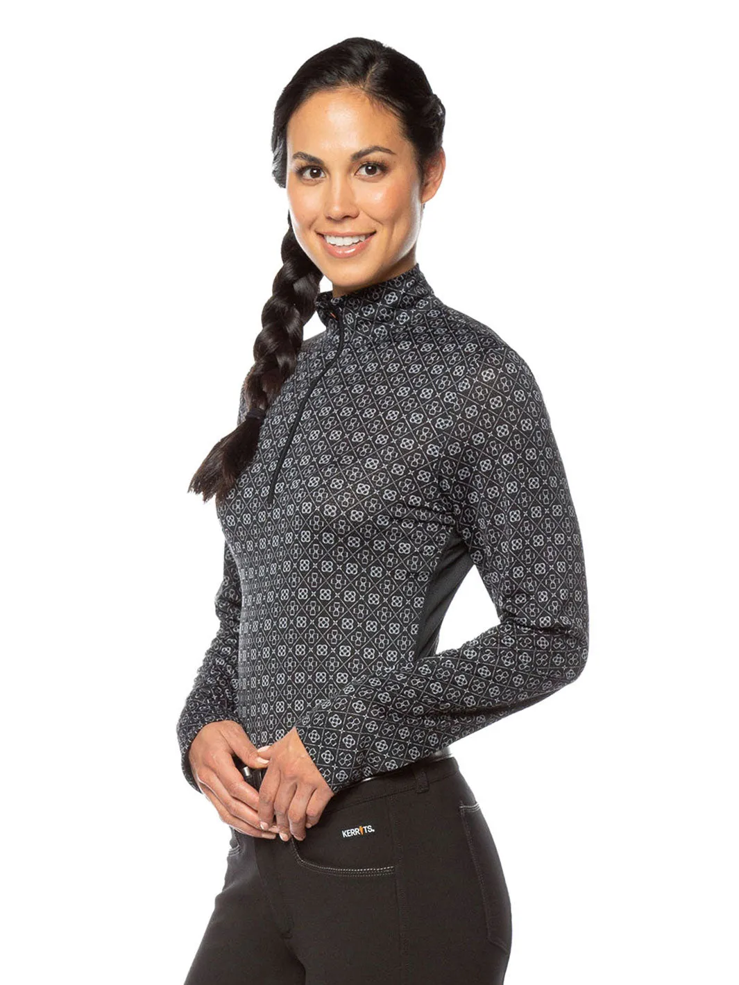 Kerrits Cool Ride Ice Fil Print Long Sleeve - Black Diamond