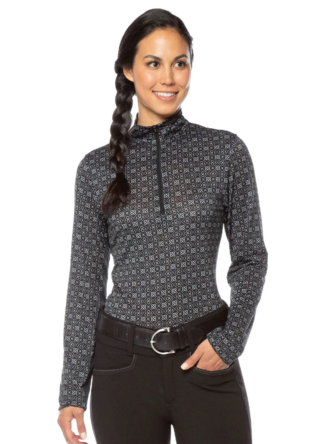 Kerrits Cool Ride Ice Fil Print Long Sleeve - Black Diamond