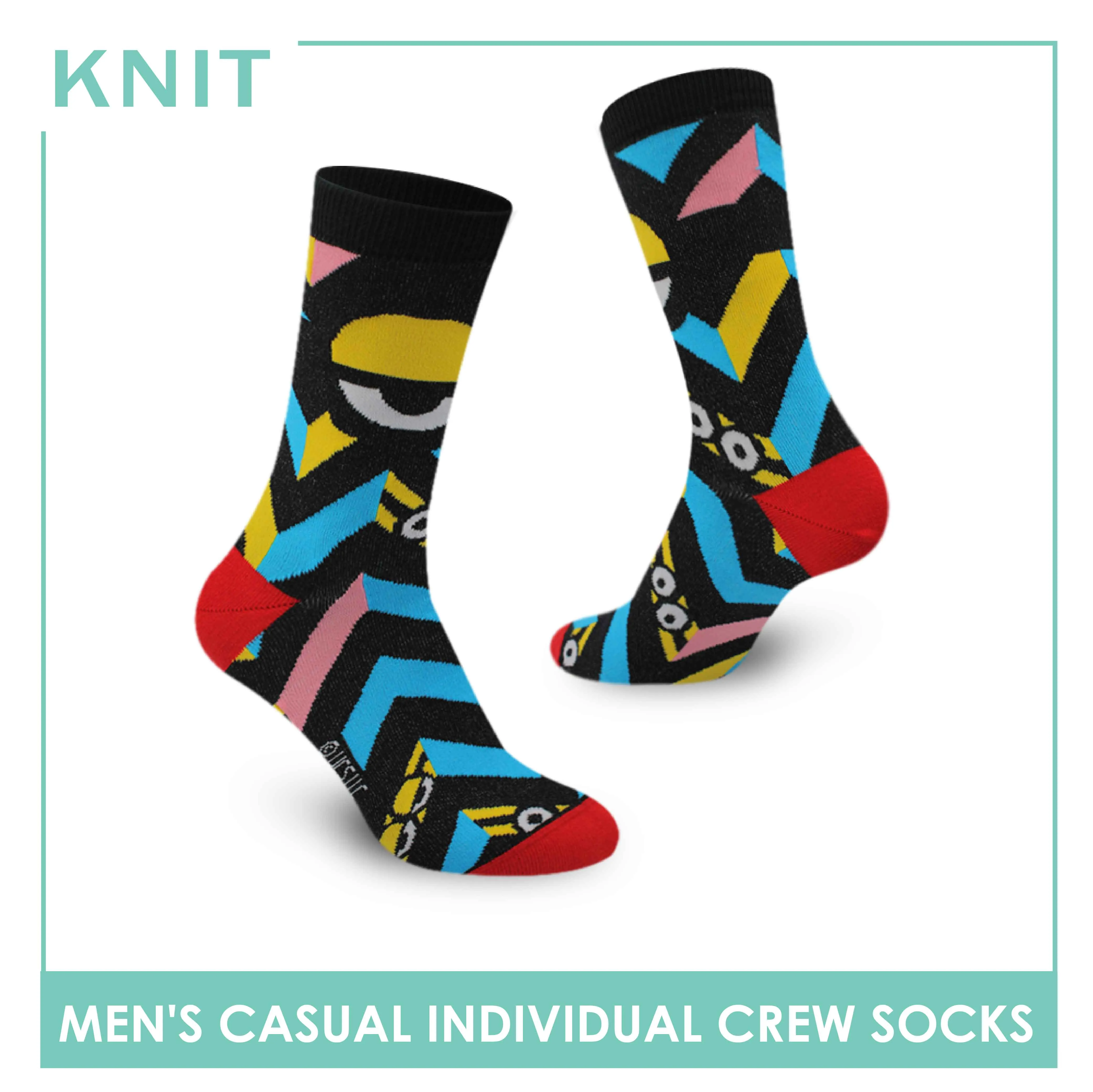 Knit Men's Minions Cotton Light Performance Crew Socks 1 Pair KMDM1403