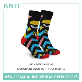 Knit Men's Minions Cotton Light Performance Crew Socks 1 Pair KMDM1403