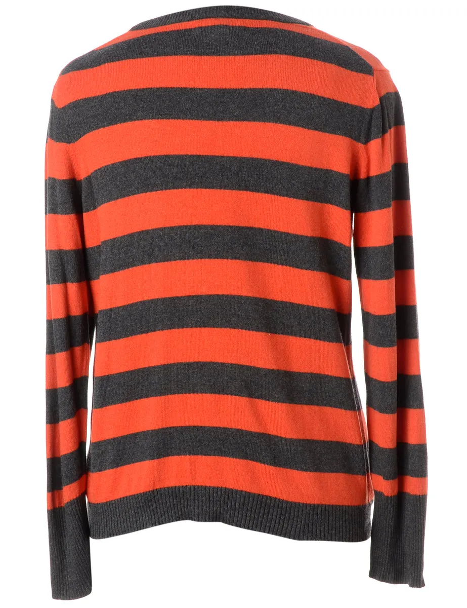 Label Orange Zip Front Knitted Jumper