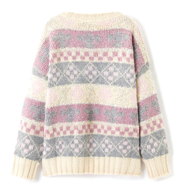 LEDDIN VINTAGE INSPIRED OVERSIZED V NECK JUMPER