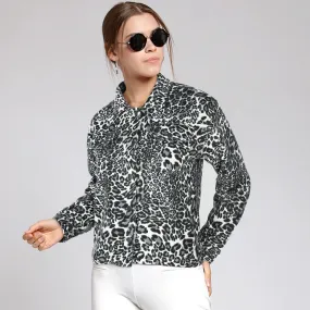 Leopard Print Croped shacket For Women-Ladies-2031-Black