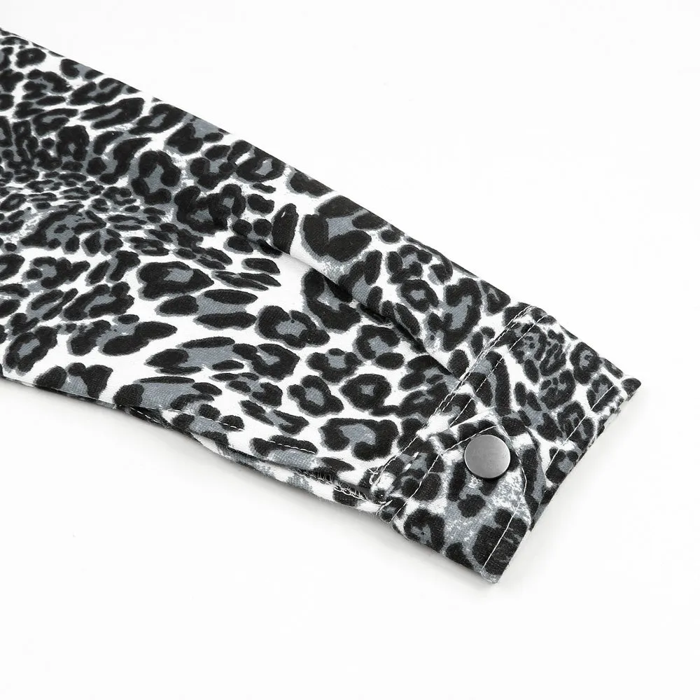 Leopard Print Croped shacket For Women-Ladies-2031-Black