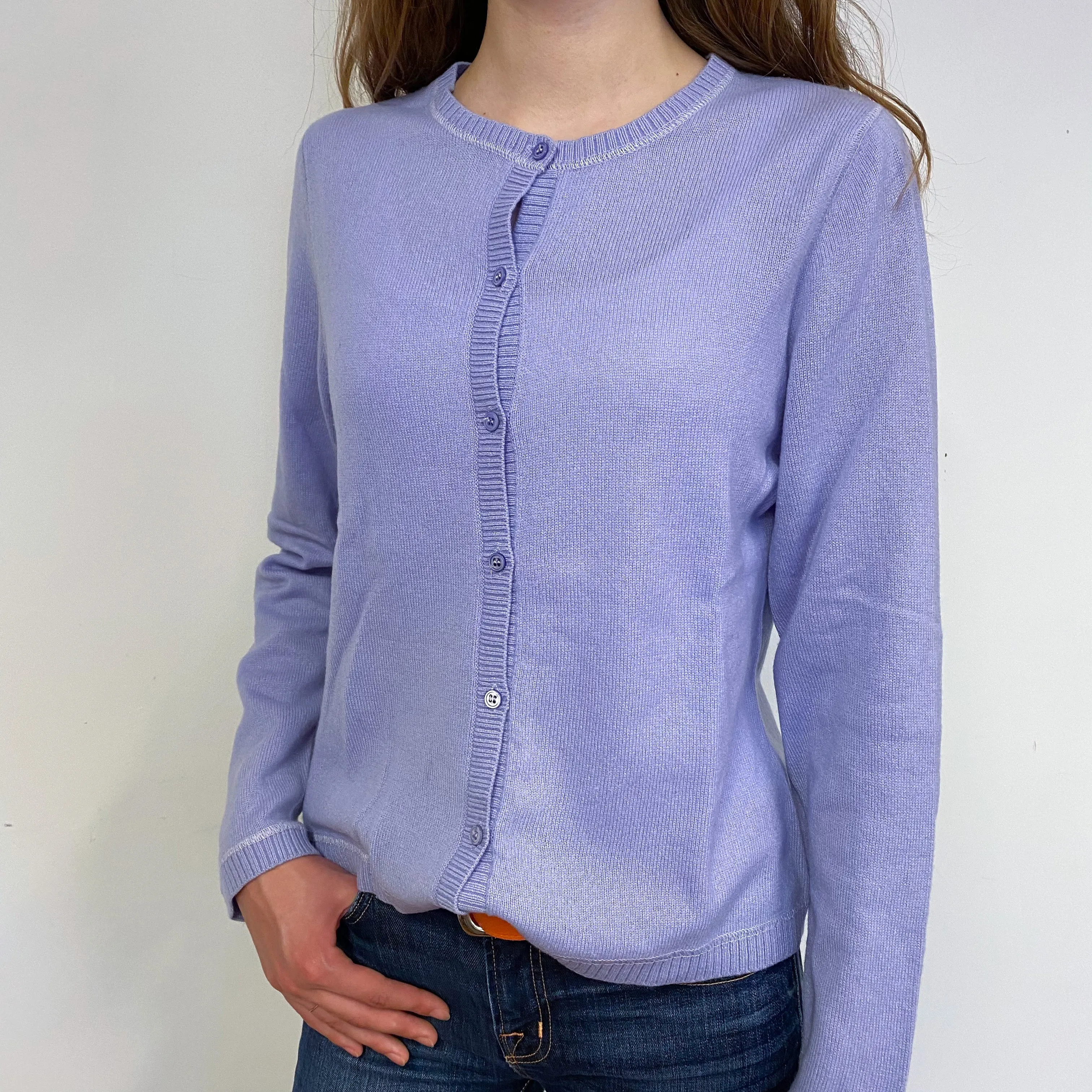 Lilac Crew Neck Cardigan Extra Small