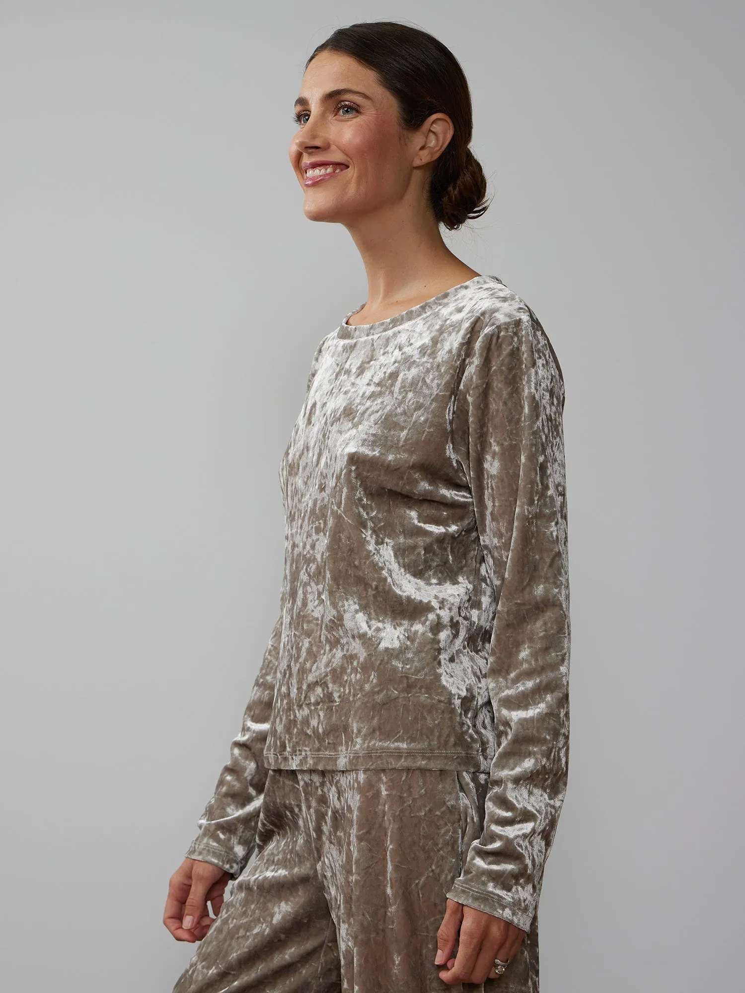 Long Sleeve Crushed Velour T-Shirt