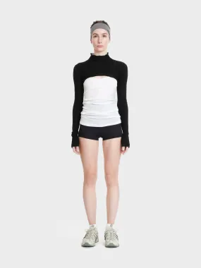 Long sleeve turtle neck cotton knit micro crop top