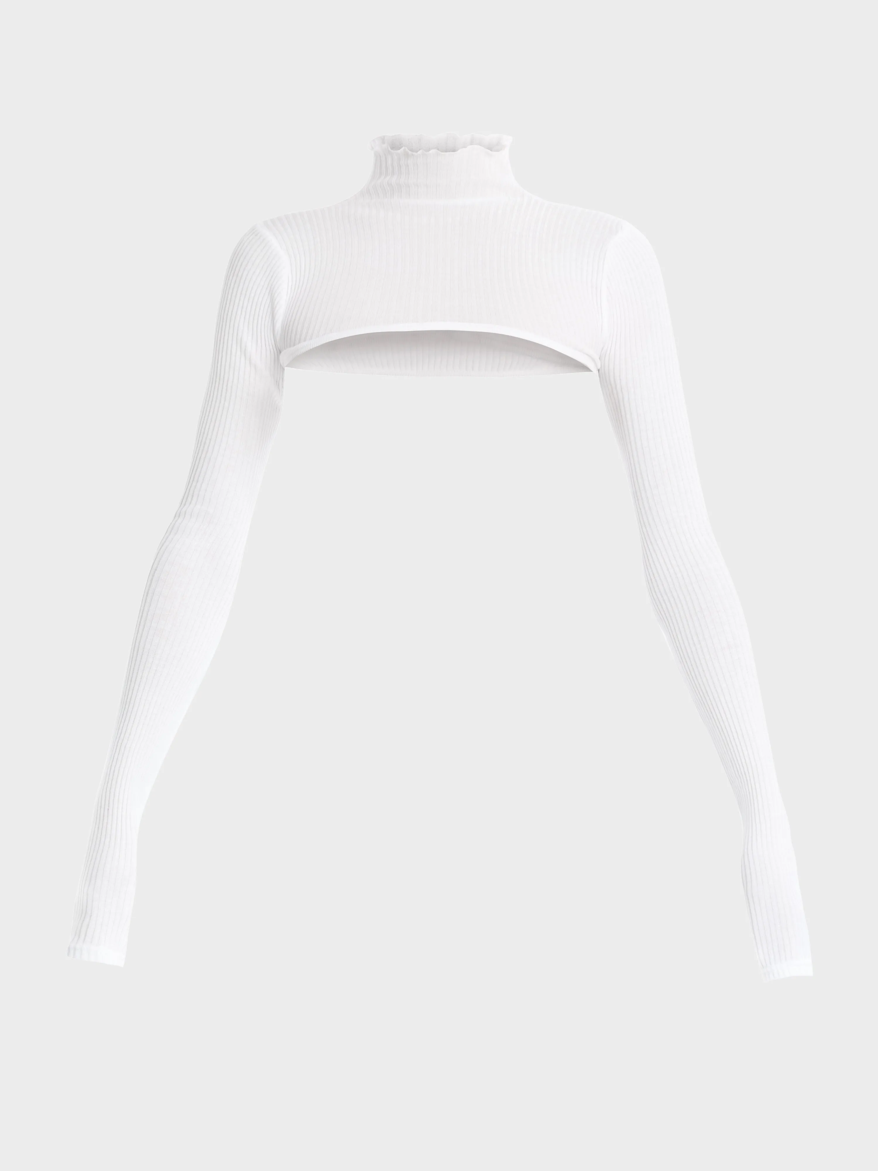 Long sleeve turtle neck cotton knit micro crop top