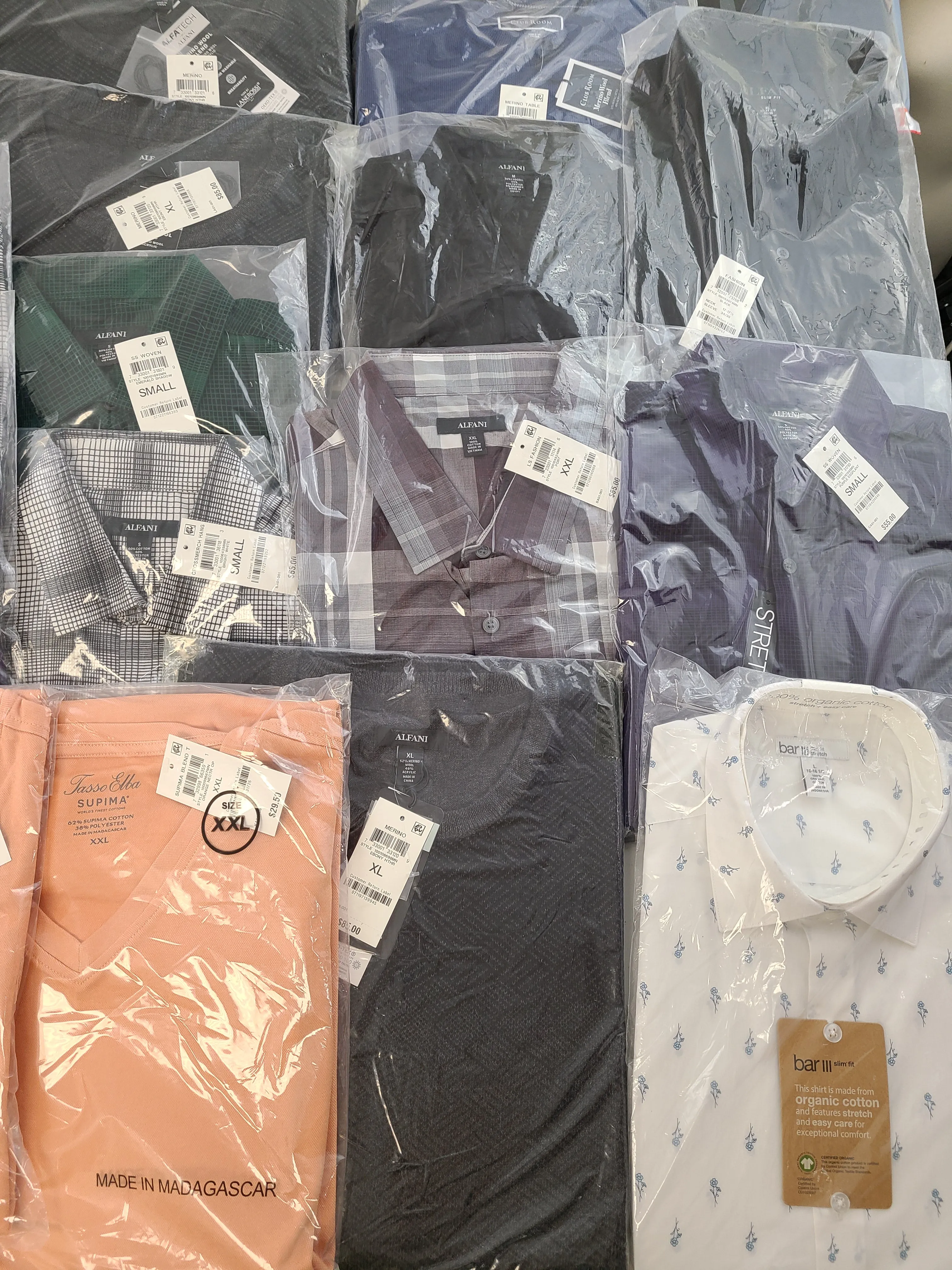 Men's Clothing Wholesale Lot Calvin Klein, Adidas, Tasso Elba, Club Room, Alfani, Bar lll, INC and more, 25 Units, New, MSRP $1,612.48