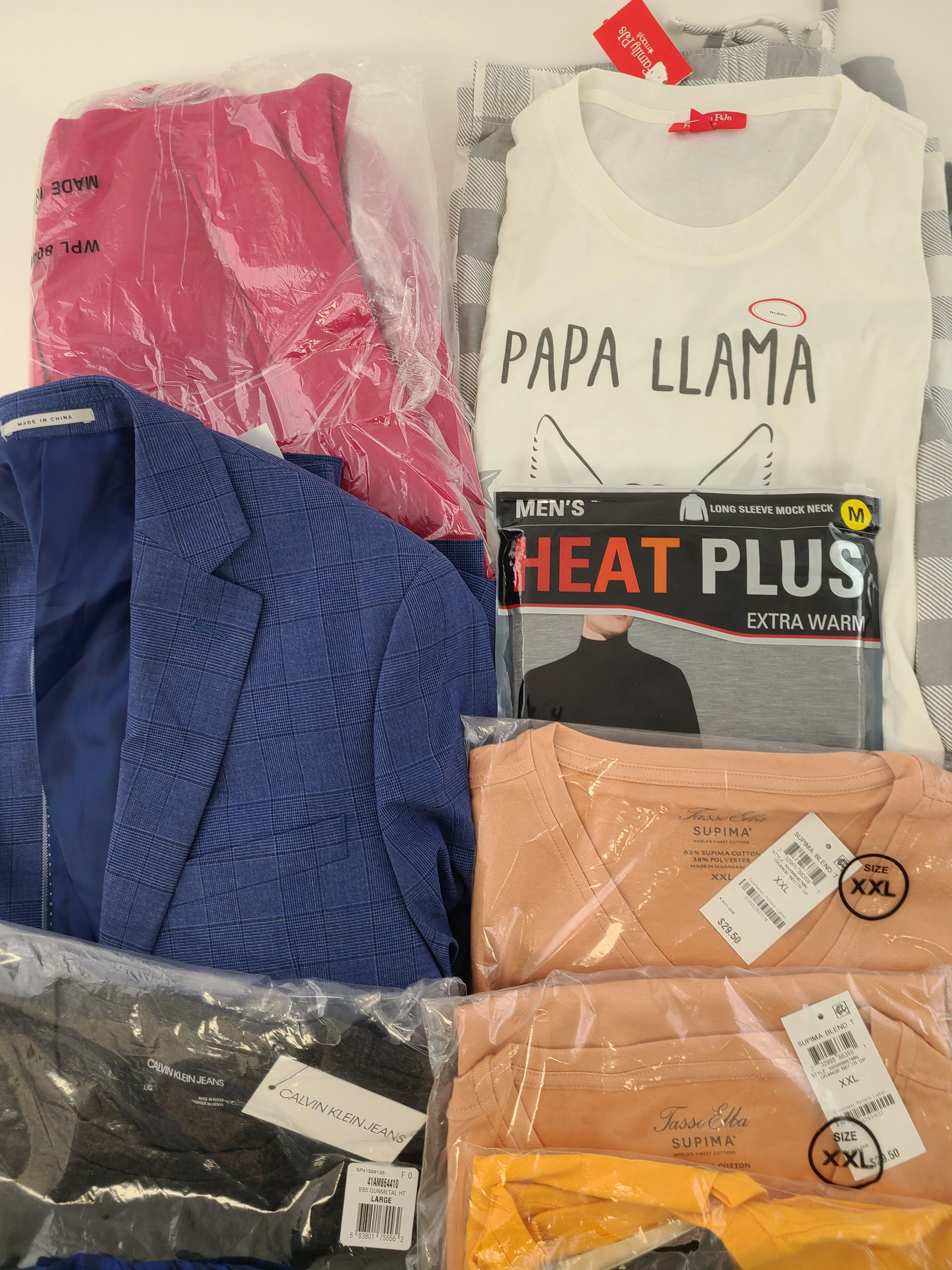 Men's Clothing Wholesale Lot Calvin Klein, Levi's, Adidas, Weatherproof Vintage, Tasso Elba, American Apparel, Club Room, INC and more, 25 Units, Shelf Pulls, MSRP $1,706.48