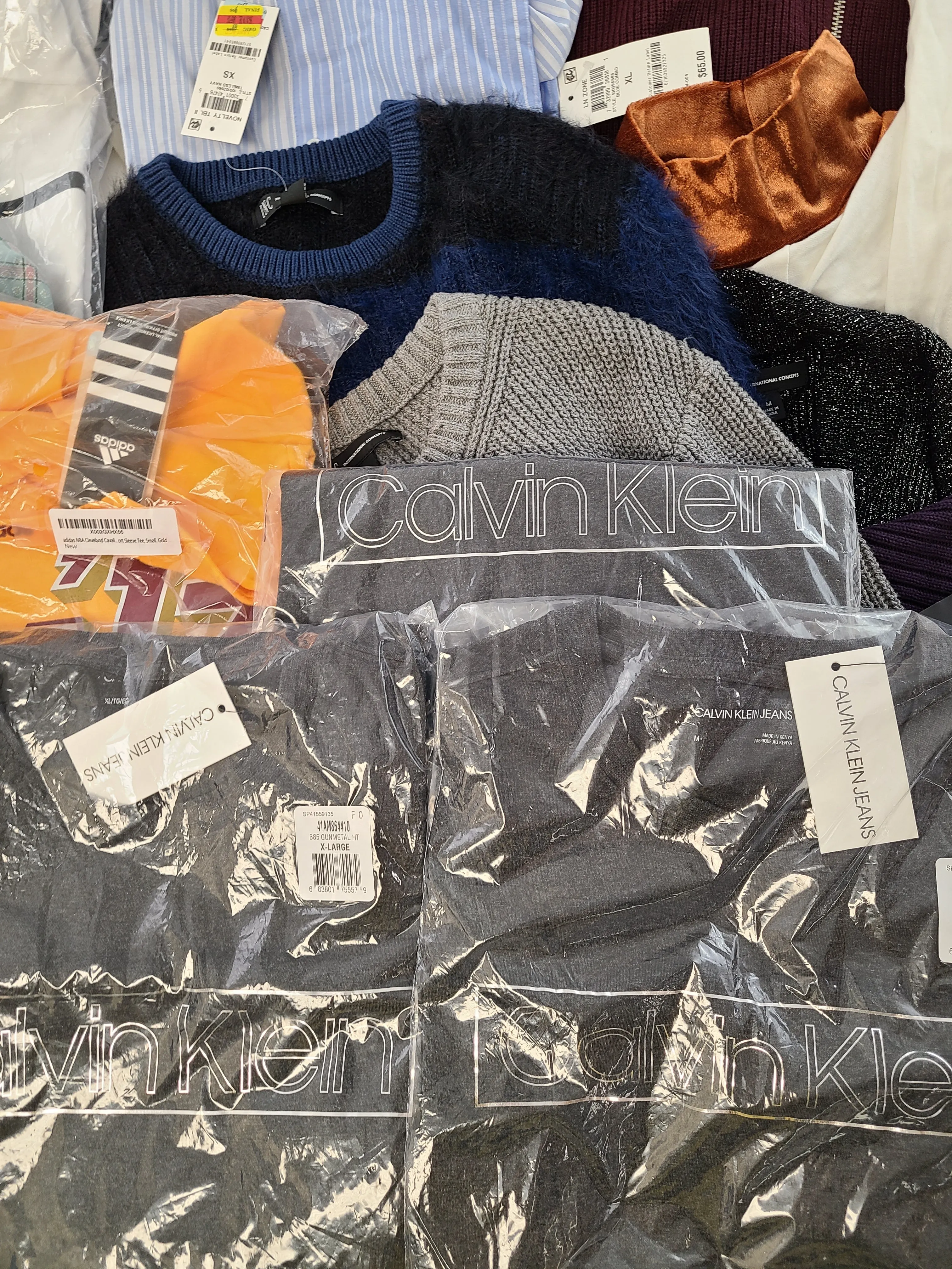 Men's Clothing Wholesale Lot  Polo Ralph Lauren, Calvin Klein, Adidas, Tasso Elba, Buffalo Jeans, American Apparel, INC and more, 25 Units, Shelf Pulls, MSRP $1,768.49