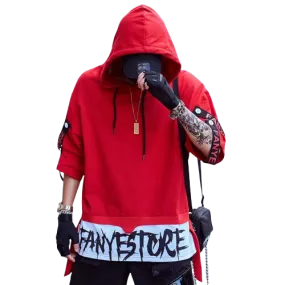 Men's Hoodie Sweatshirt Autumn Casual Black Hoodies Tops 3XL Techwear Hip Hop Harajuku Patchwork Japanese Streetwear Men