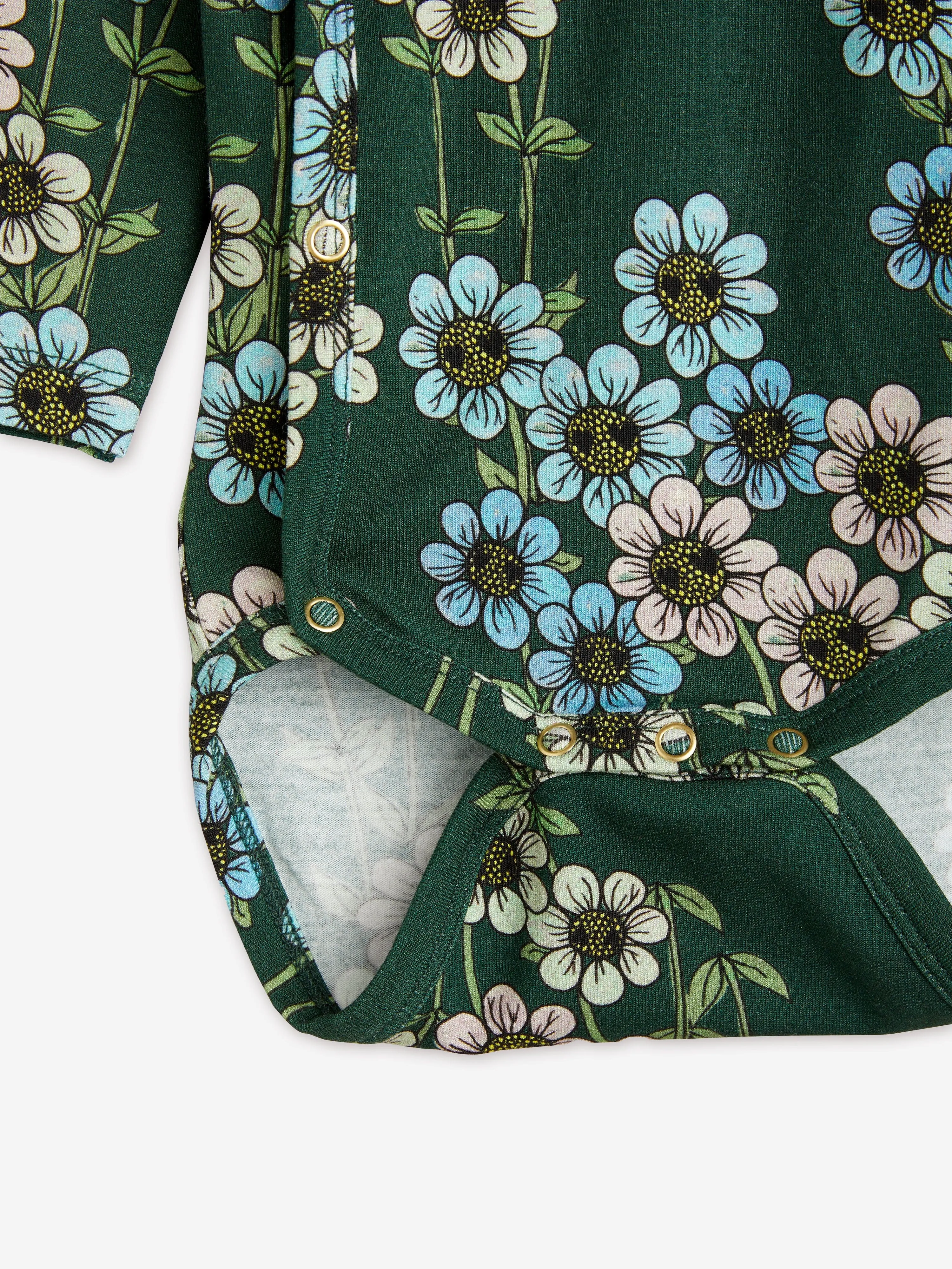 Mini Rodini Baby Girls Daisy Bodysuit Set in Green