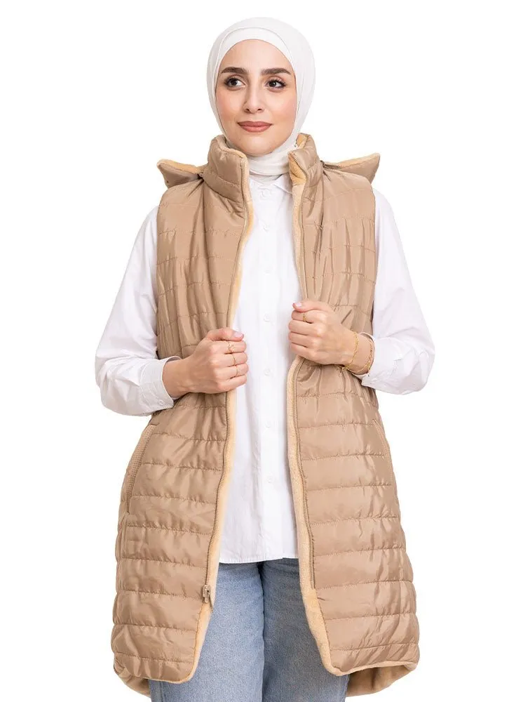 Mocha L-Cut Double Face Jacket
