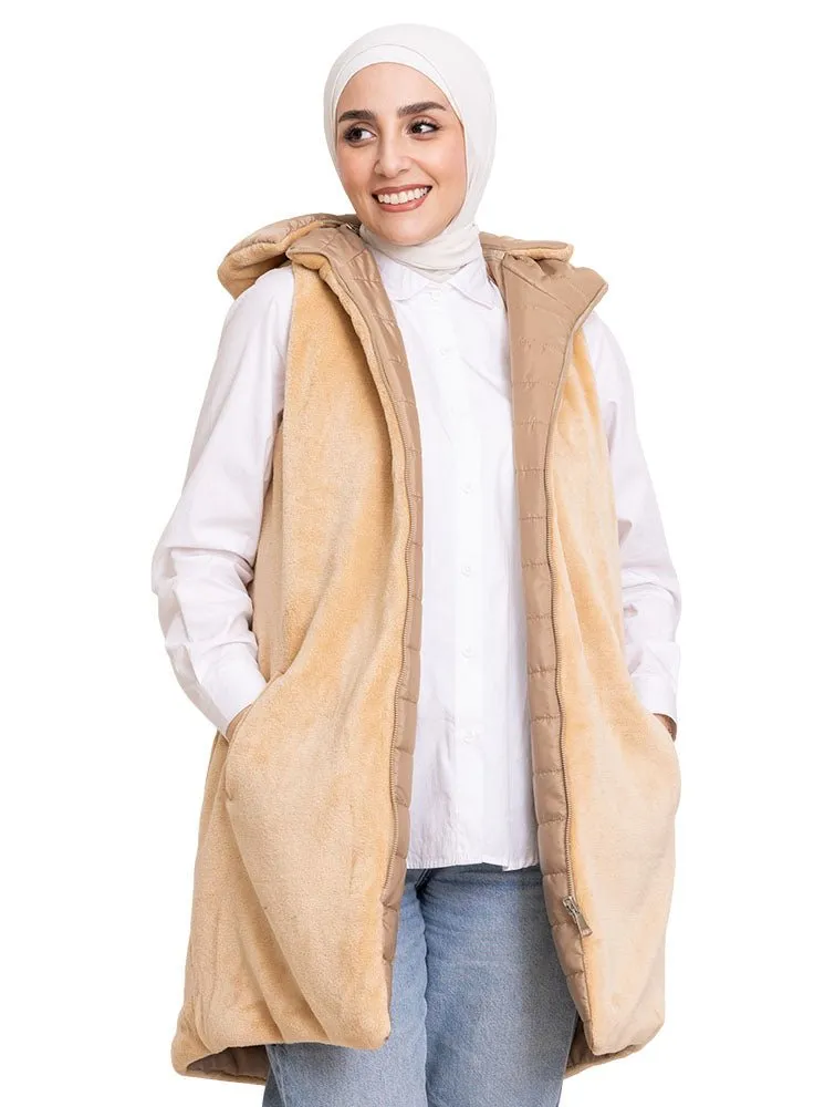 Mocha L-Cut Double Face Jacket