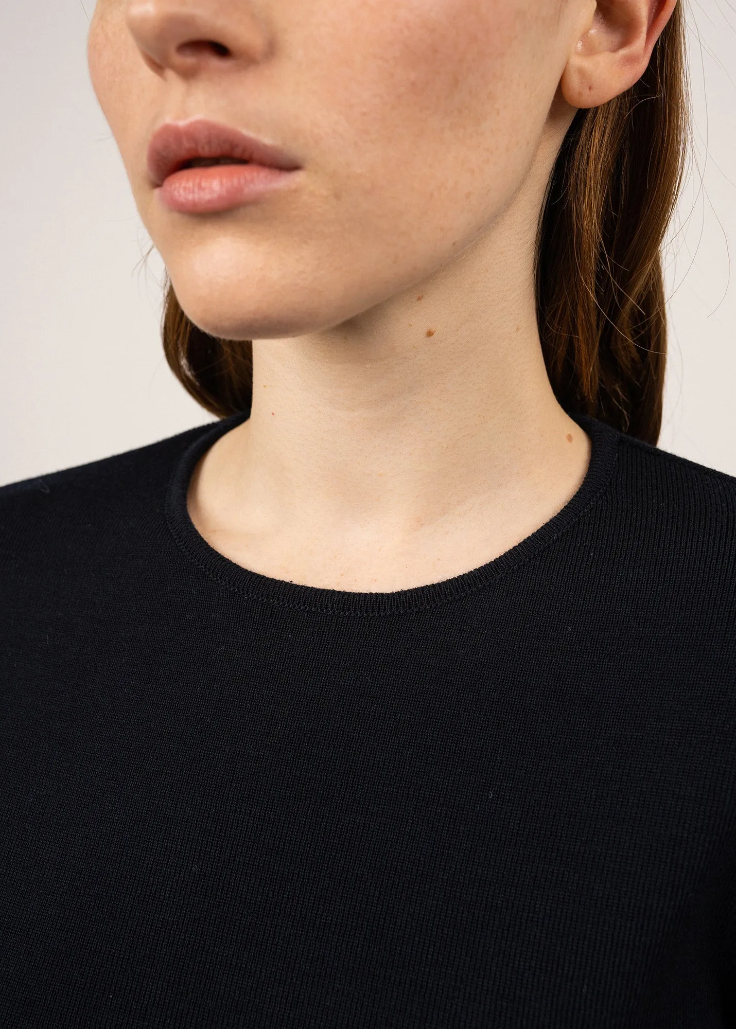 Molène fine jumper - in wool, round neck (NAVY)
