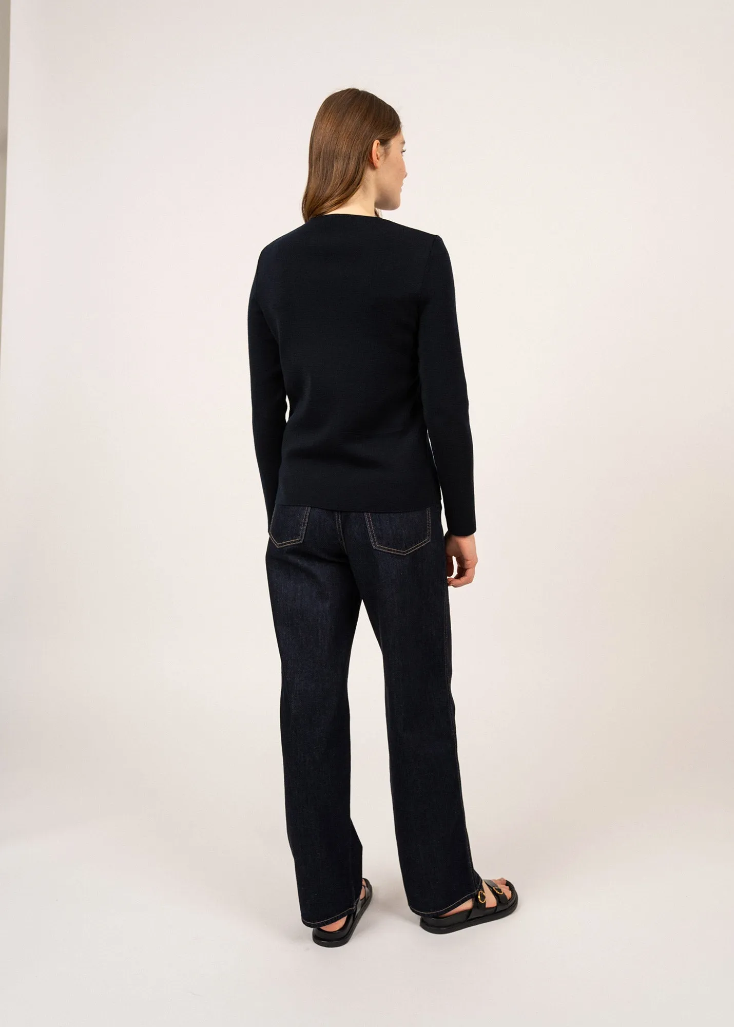 Molène fine jumper - in wool, round neck (NAVY)