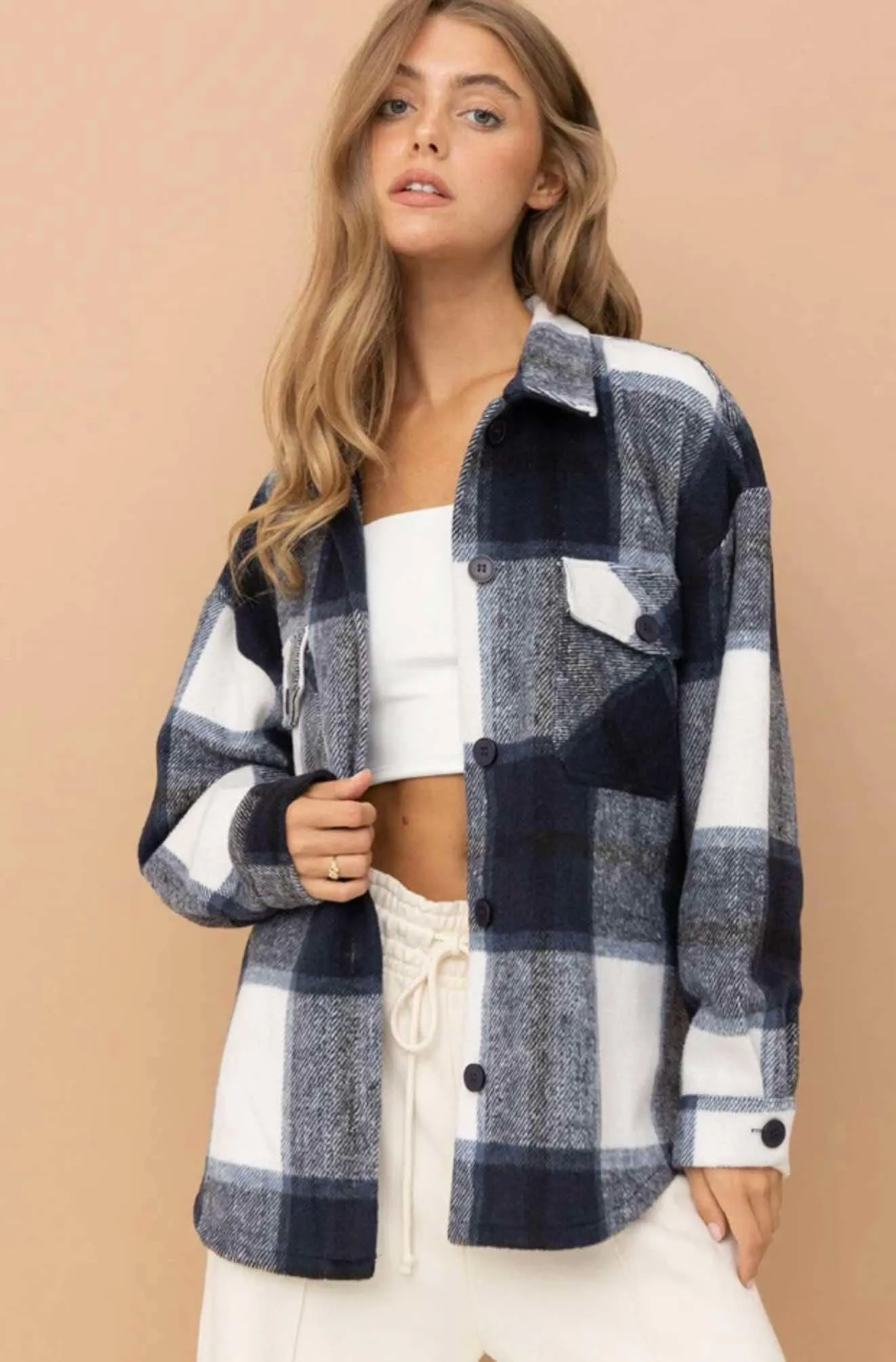 Navy Plaid Shacket