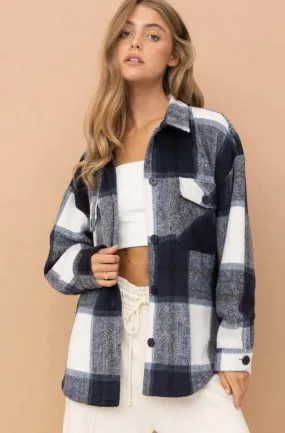 Navy Plaid Shacket