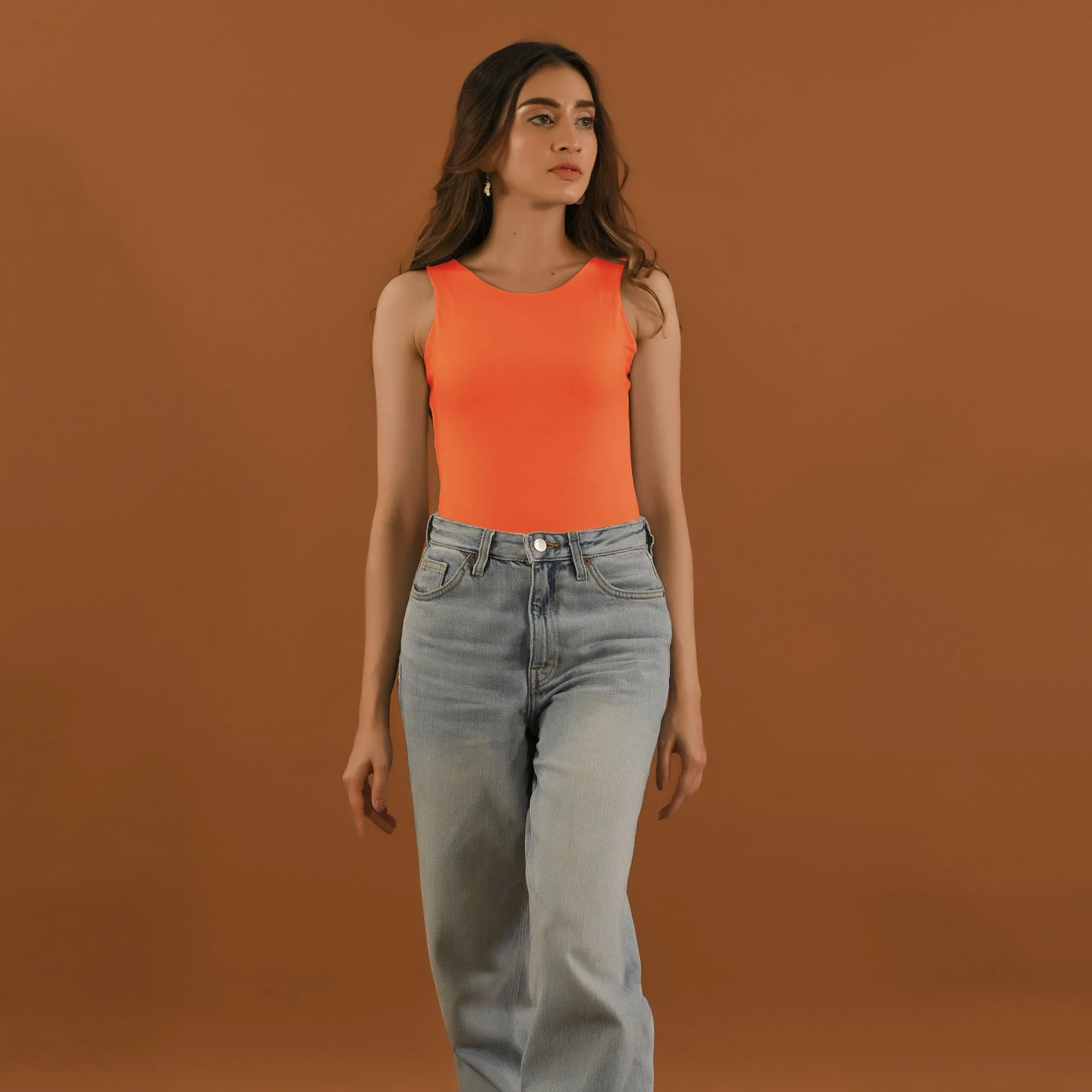 Orange Sleeveless Bodysuit
