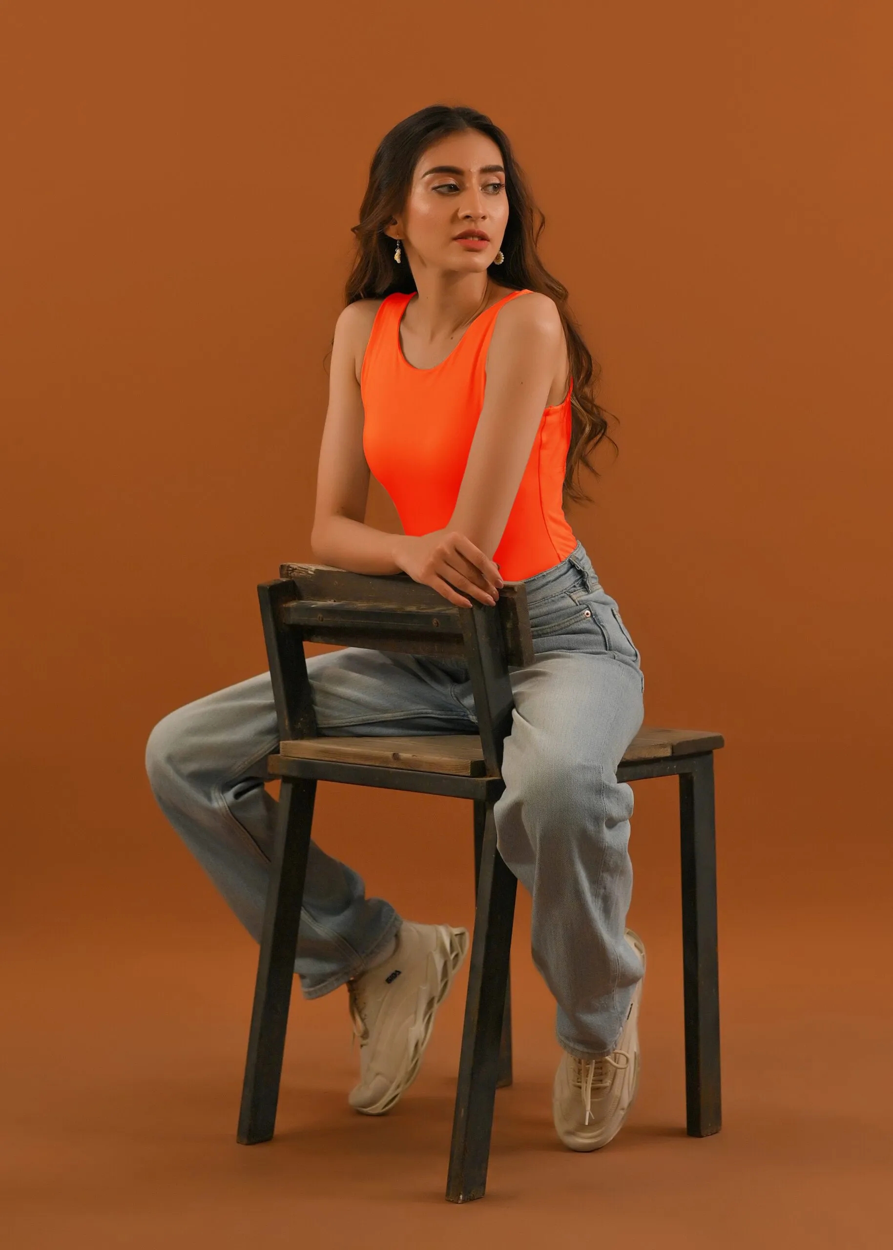 Orange Sleeveless Bodysuit