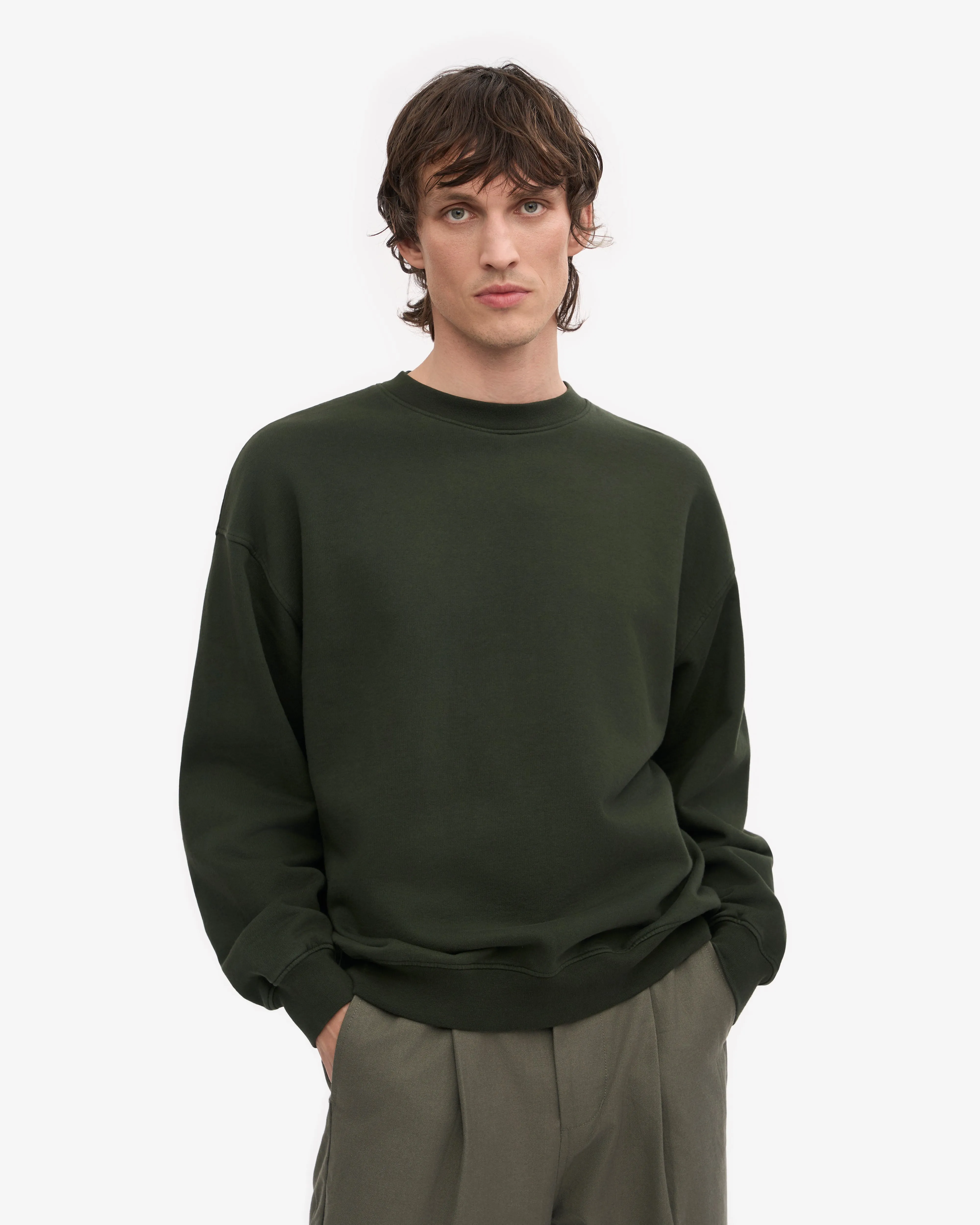 Organic Oversized Crew - Hunter Green