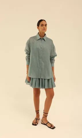 Oversized Organdi Shirt in Blue