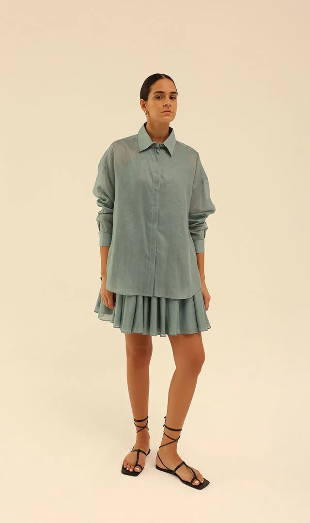Oversized Organdi Shirt in Blue