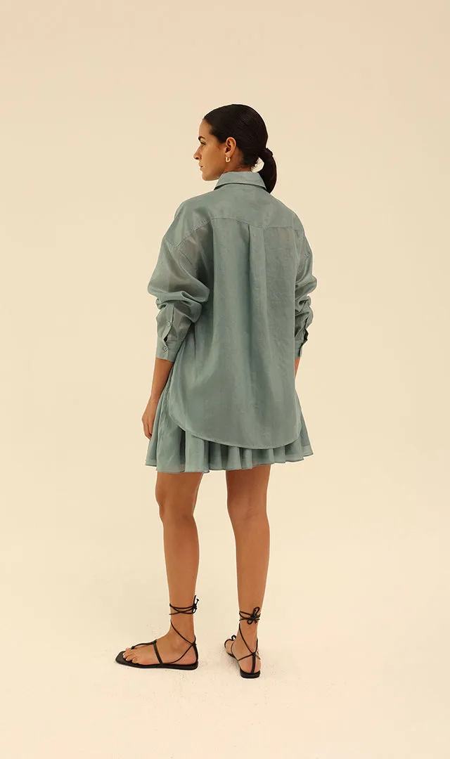 Oversized Organdi Shirt in Blue