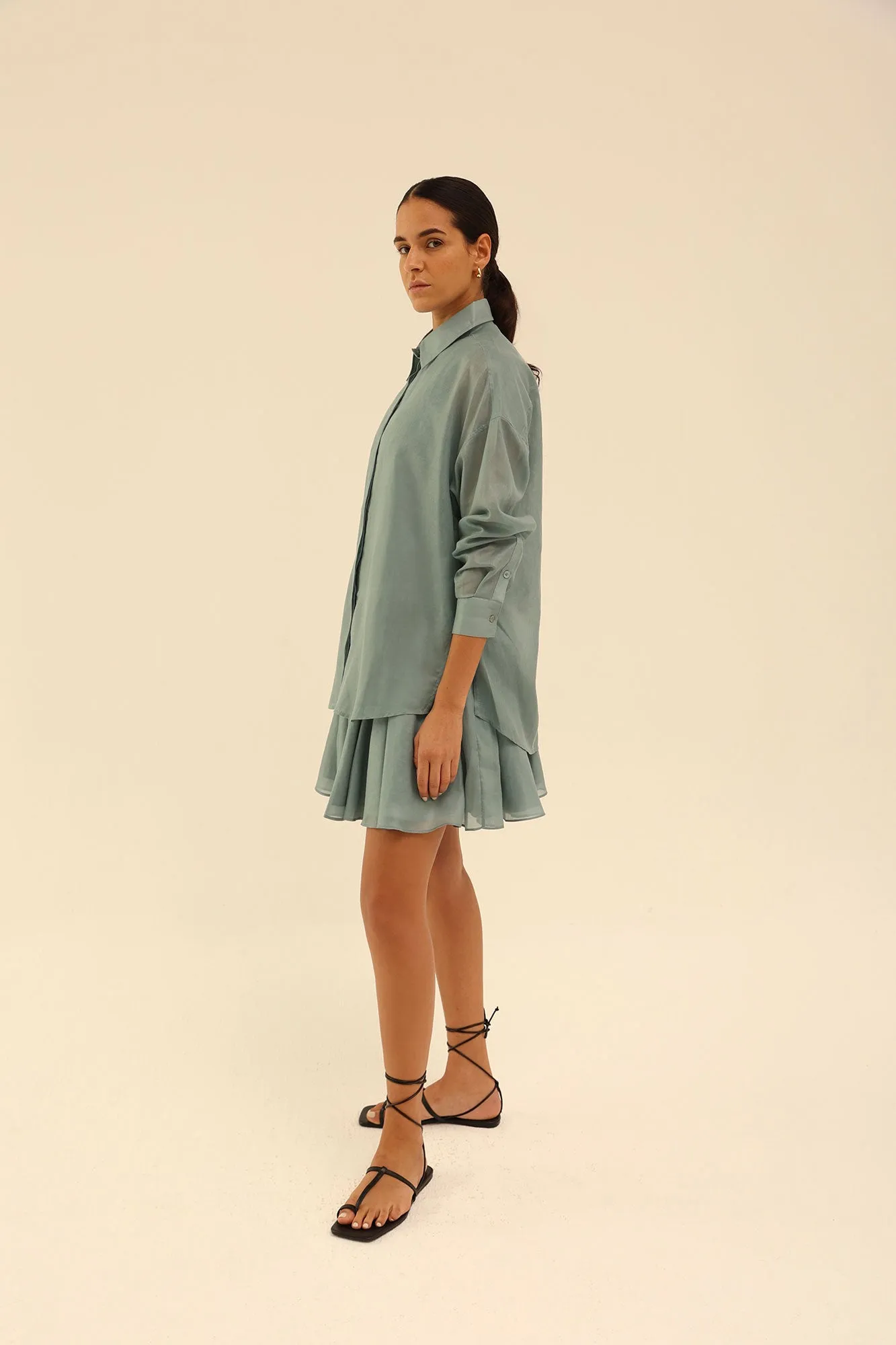 Oversized Organdi Shirt in Blue
