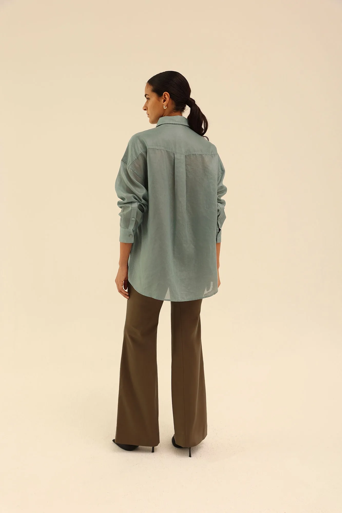 Oversized Organdi Shirt in Blue