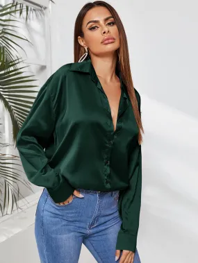 Parien Button Up Curved Hem Blous( CLEARANCE SALE