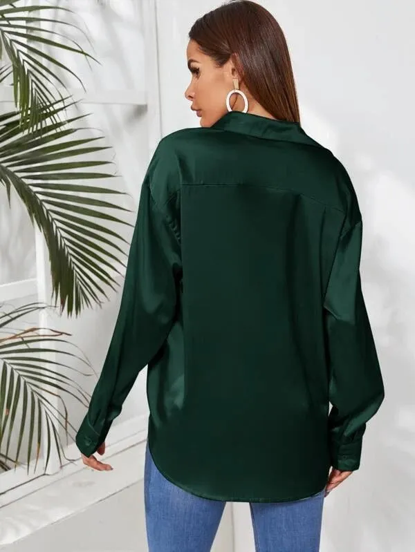 Parien Button Up Curved Hem Blous( CLEARANCE SALE