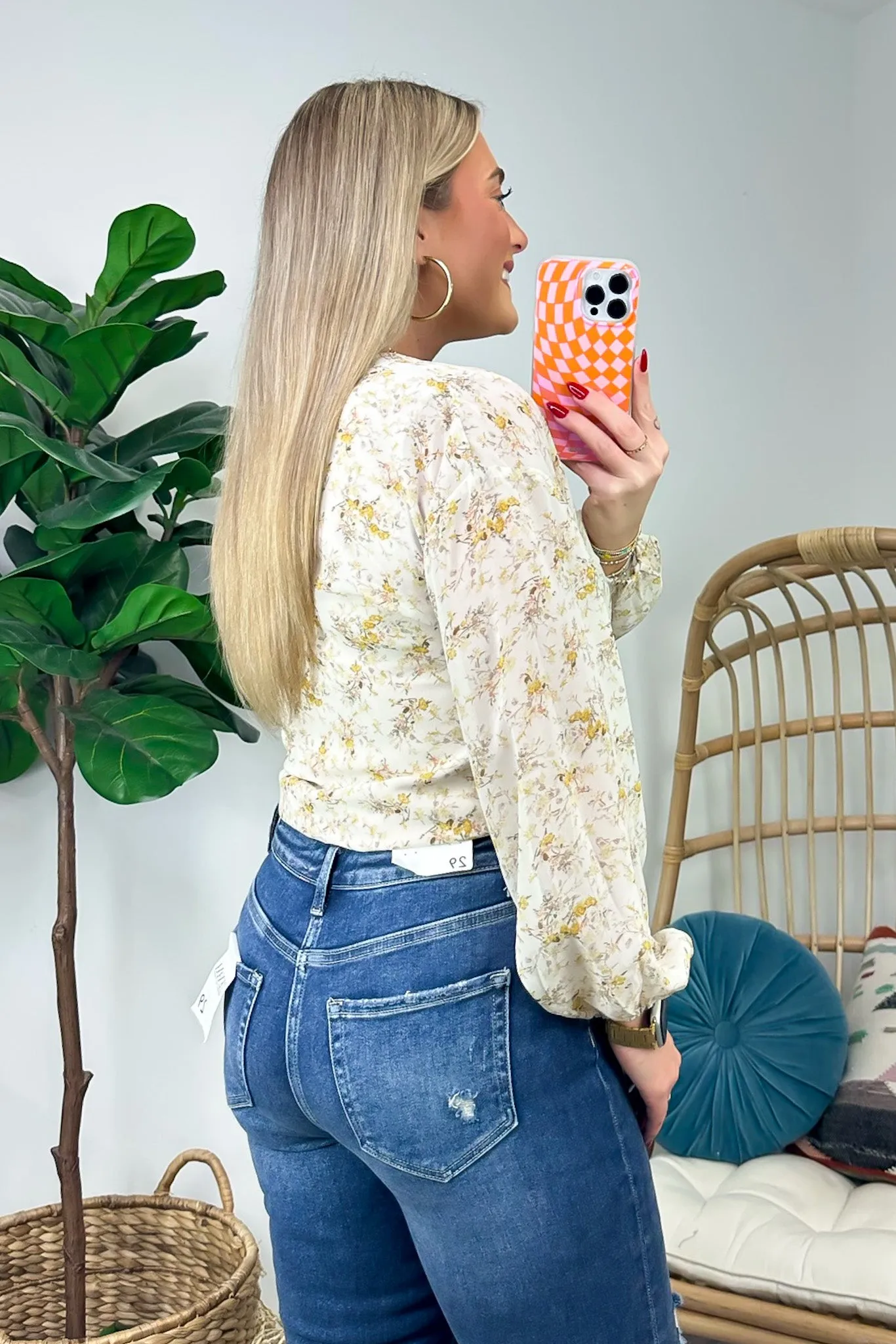 Perfectly Abloom Floral V-Neck Surplice Bodysuit - FINAL SALE