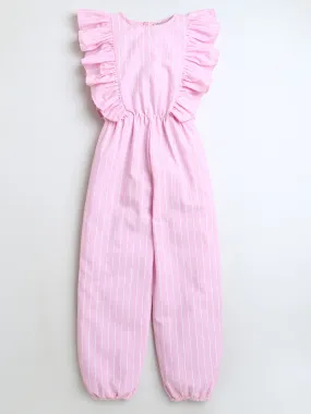 Pink Stripes Sleeveless Jumpsuit