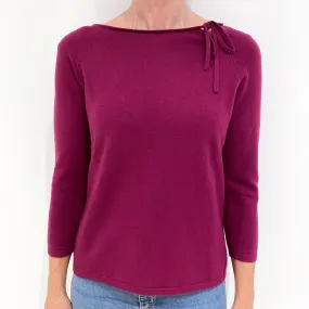Plum Purple Cashmere Tie Crew Neck Jumper Small