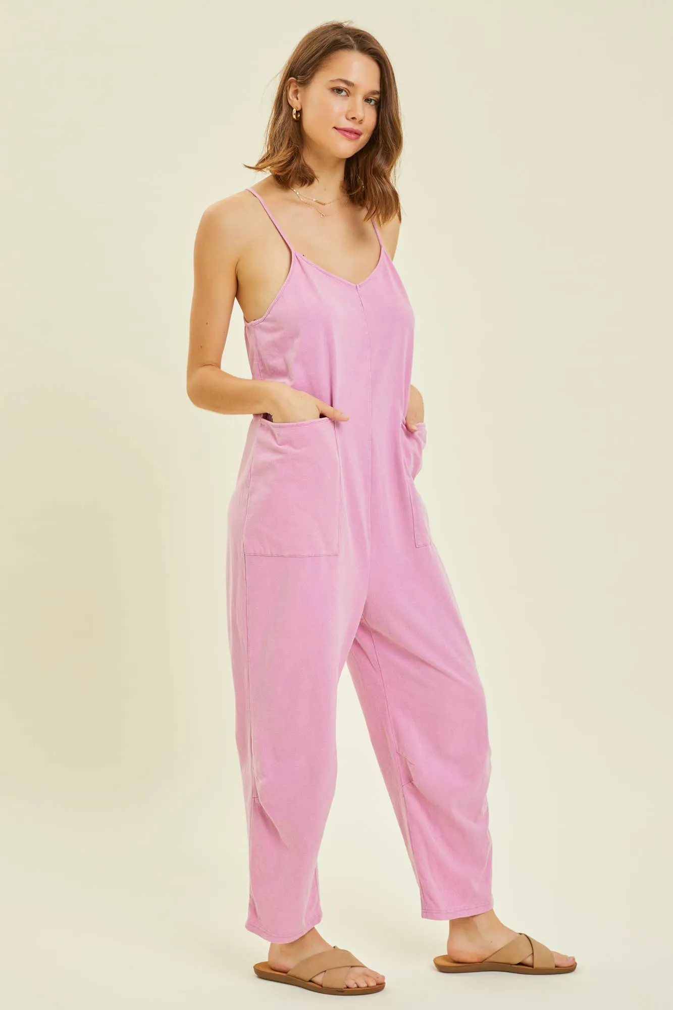 Plus Pink Washed Lounge Jumpsuit