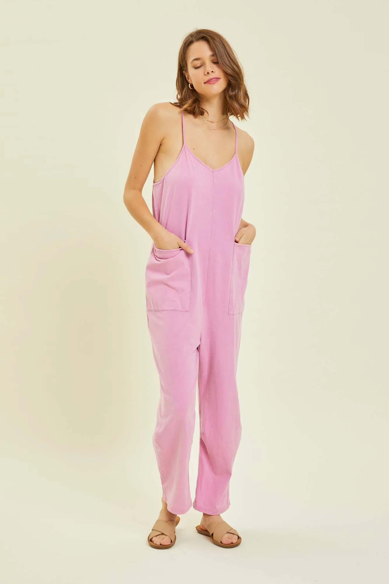 Plus Pink Washed Lounge Jumpsuit