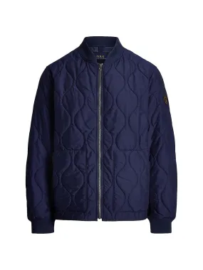 Polo Ralph Lauren Mens Cotton Nylon Quilted Full Zip Bomber Jacket Blue Large