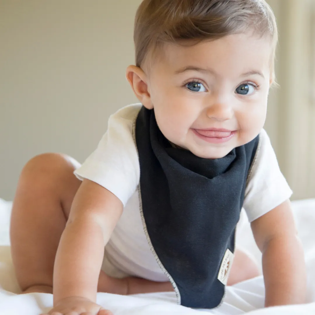 Poncho Baby Classic Bandana Bib - Reversible Black/Beige