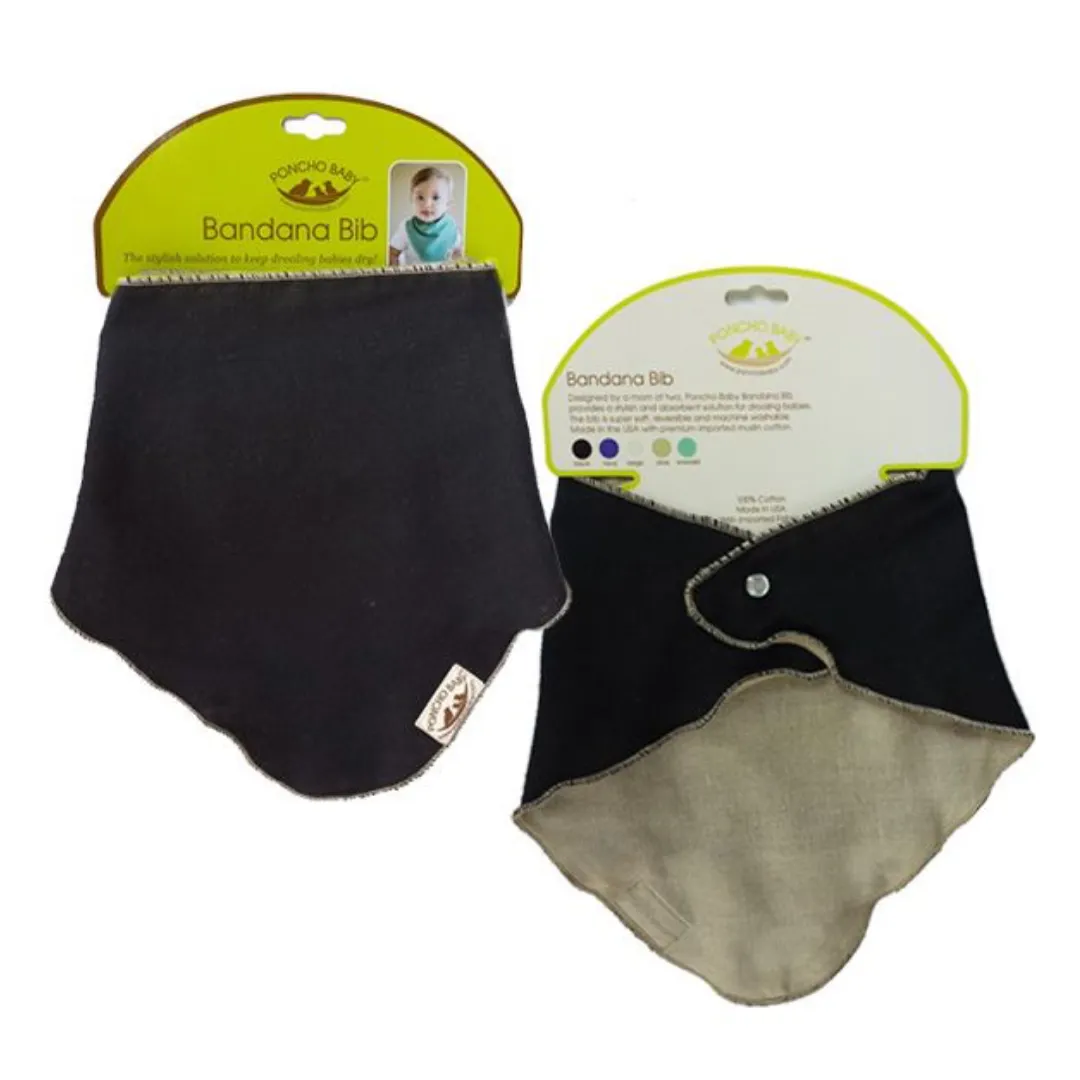 Poncho Baby Classic Bandana Bib - Reversible Black/Beige