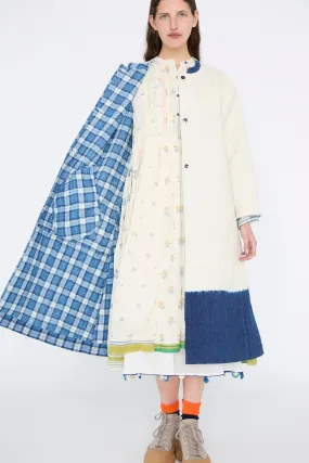 Quilted Cotton Jacket in White and Blue