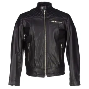 Quilted Shoulders Biker Leather Jacket