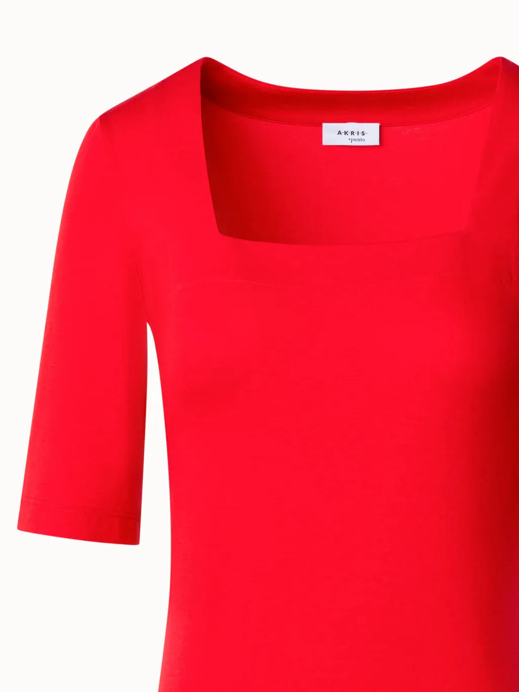 Red Modal Stretch Square Neck Top