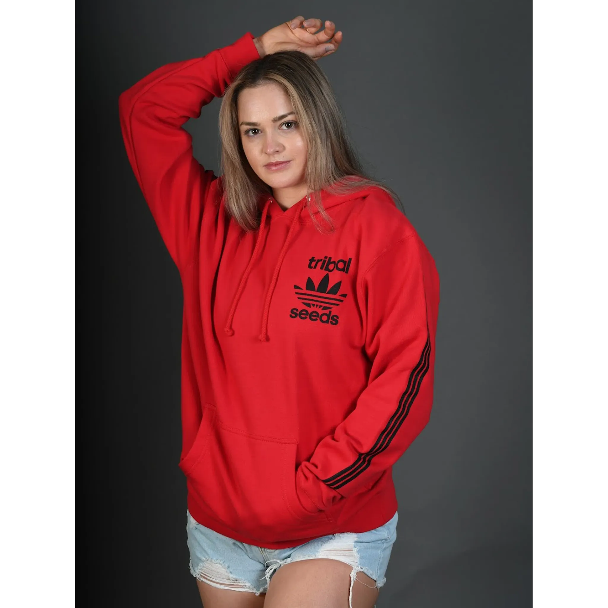 Red Stripe Pullover Hoodie