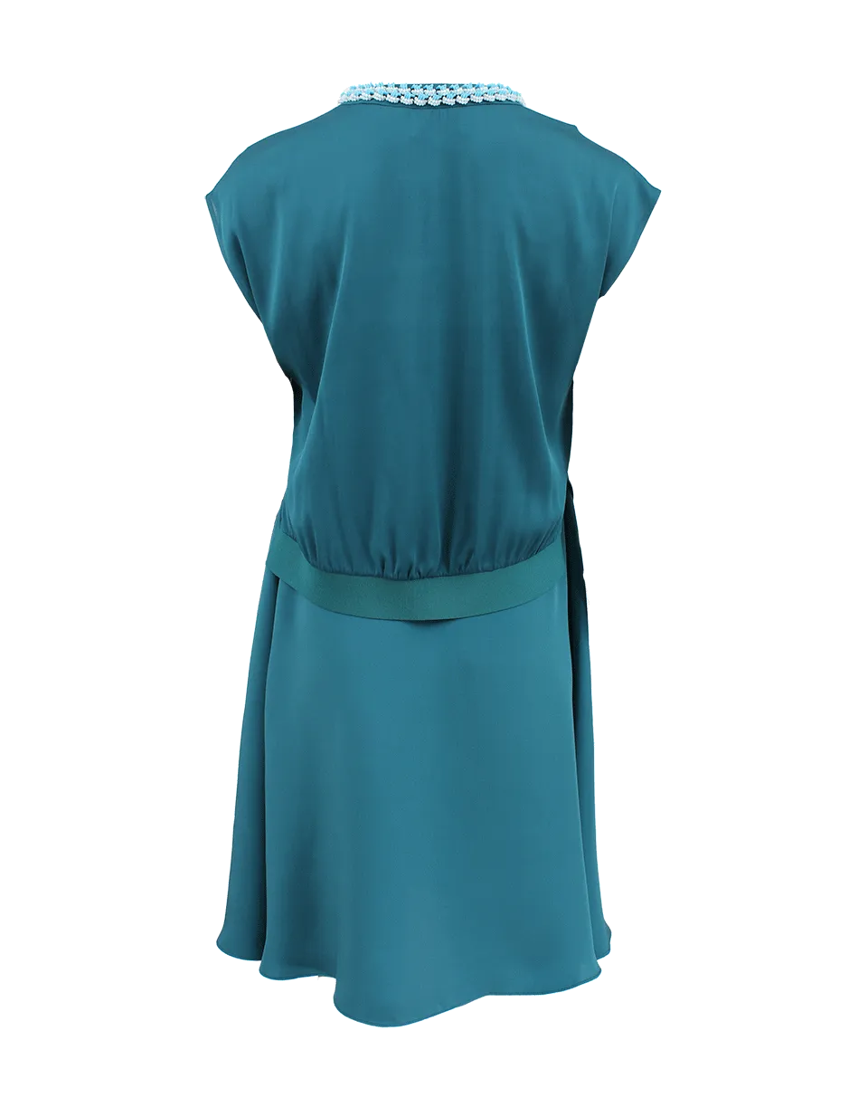 Rib Trim Silk Layer Dress