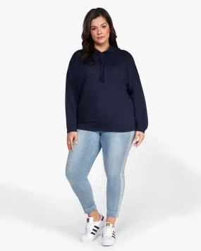 Rosalie Lurex Knit Hoodie | Navy