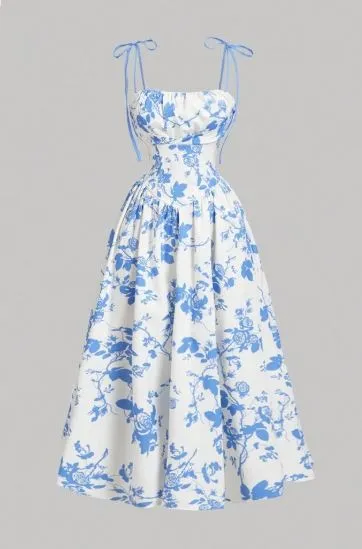 Shein Floral Silhouette Pattern Slip Dress, M  
