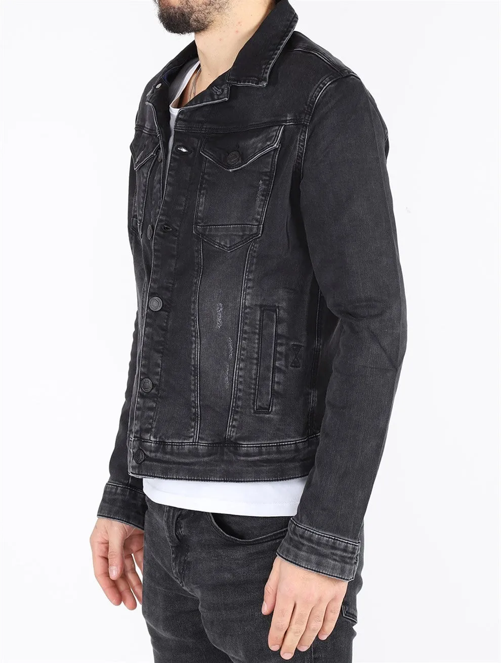 Sidiou Group Men Black Denim Jacket